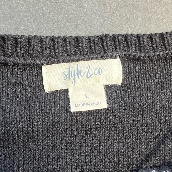 STYLE & Co NORTHERN LIGHTS BLACK SWEATER SIZE LARGE - Picture 5 of 9